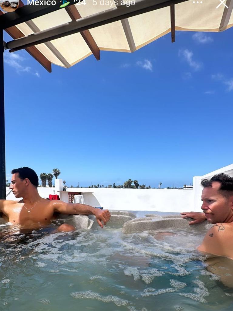 They also enjoyed a dip in the pool after a big day’s surfing. Picture: Instagram.