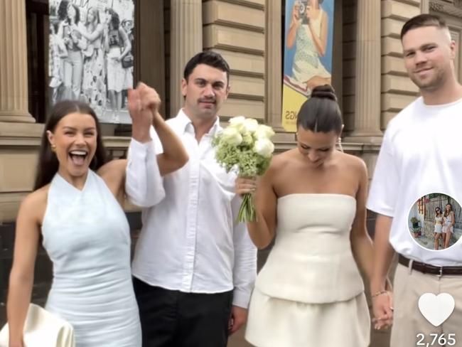 Harry Himmelberg and Taylia Sarris with Tash Hoole and Tim Taranto after the wedding