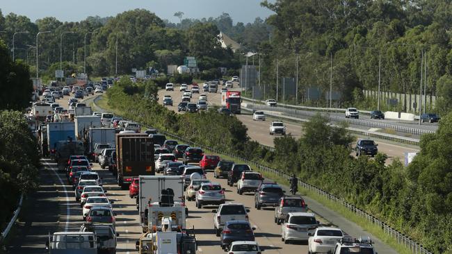 Congestion at early morning peak hour on the M1. Picture Glenn Hampson