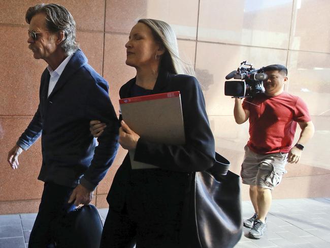 Actor William H. Macy arrives at the federal courthouse in Los Angeles to support his wife. Picture: AP 