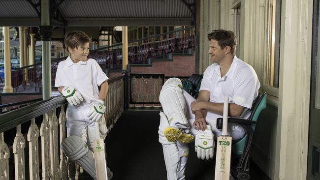 Former Australian cricket star Shane Watson with son Will, 7, at the SCG.