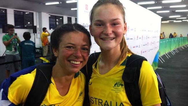 Taylor Doyle (left) won silver in the T38 long jump, ahead of Erin Cleaver who placed fifth at the 2016 Rio Paralympics. Picture: Supplied