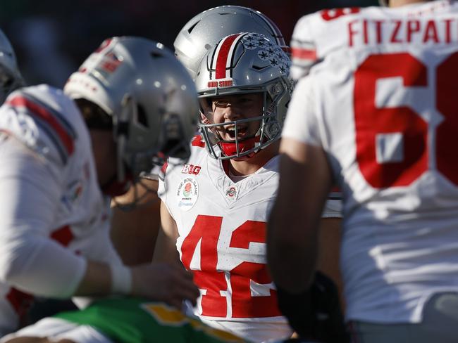 Joe McGuire, No. 42 of the Ohio State Buckeyes, won the national championship game with his team in January. Picture: Ronald Martinez
