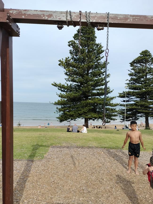 Matt Briggs said a broken swing was just one example of damage at Torquay Front beach. Picture: Supplied