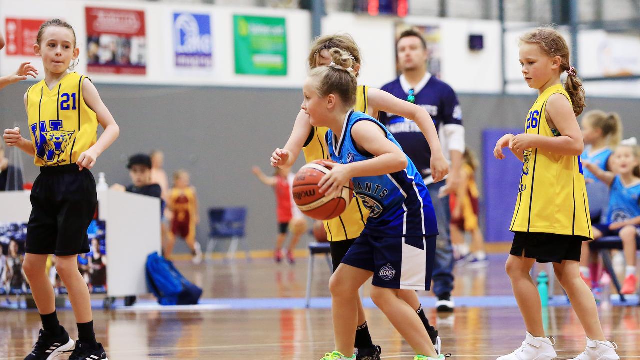 Geelong Wildcats v Lara Giants. Under 10s junior basketball at Geelong Arena courts on Saturday morning. Picture: Alan Barber