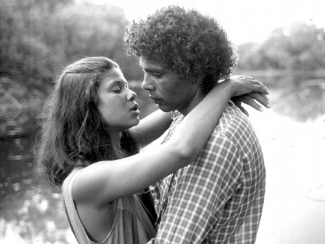 A young Ernie Dingo with Kristina Nehm in the 1986 classic film <i>The Fringe Dwellers</i>. Picture: Entertainment/Films