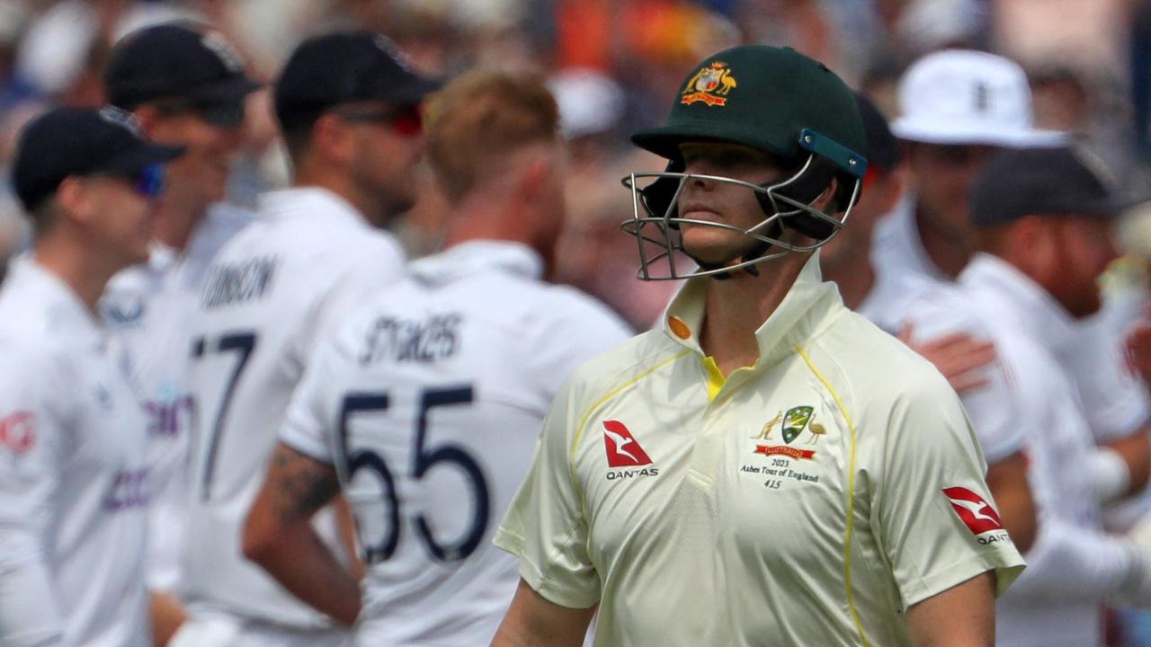 Steve Smith was out just before lunch. Photo by Geoff Caddick / AFP