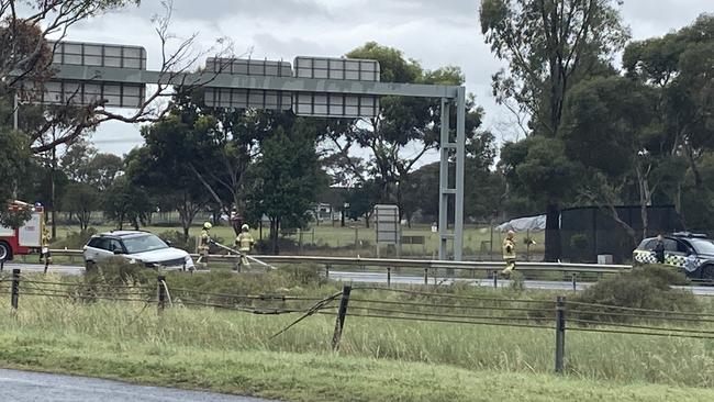 Emergency crews at the scene of a fatal hit-run near Truganina. Picture: Supplied