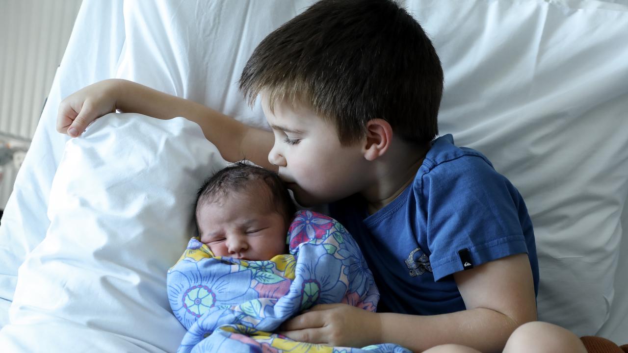Baby Sophia Margaret Wilson with her brother Arthur. Photo By Sugar Images