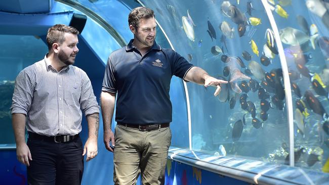 2019: Phillip Thompson and GBRMPA CEO Josh Thomas as $30 million in funding is announced for Townsville's Reef HQ. PICTURE: MATT TAYLOR.