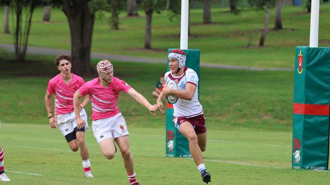 TAS First XV rugby action from St Paul's Pink Day clash against Ormiston College. Picture courtesy of Barbara Herrmannsen.