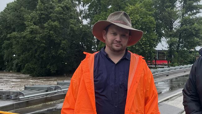 Mayor Matt Gould stands near on Stonequarry Bridge, which was closed on Wednesday for potential flooding. Picture: Annie Lewis