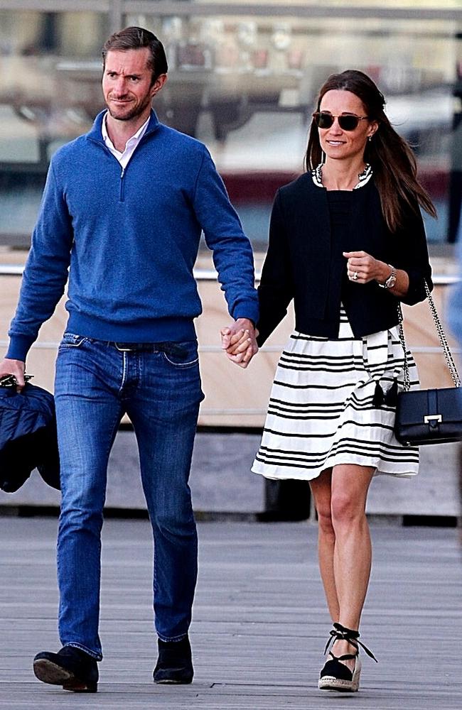 Pippa and James arriving at the wharf outside the Park Hyatt in Darling Harbour. Picture: John Grainger