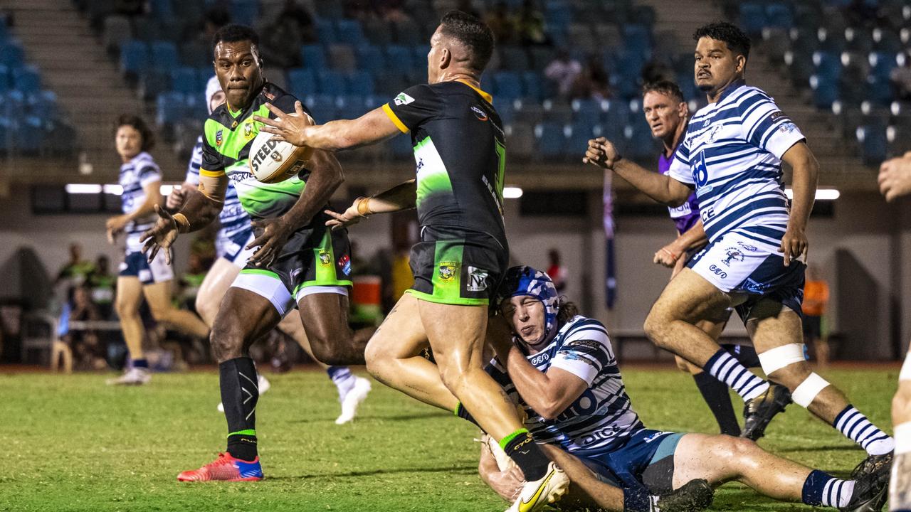 Suliasi Tavodi on the charge for the Palmerston Raiders in Round 3 of the 2024 NRL NT season. Picture: Patch Clapp / NRL NT