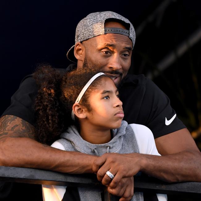 Kobe and Gianna Bryant at the US national swimming championships in 2018. (Photo by Harry How/Getty Images)