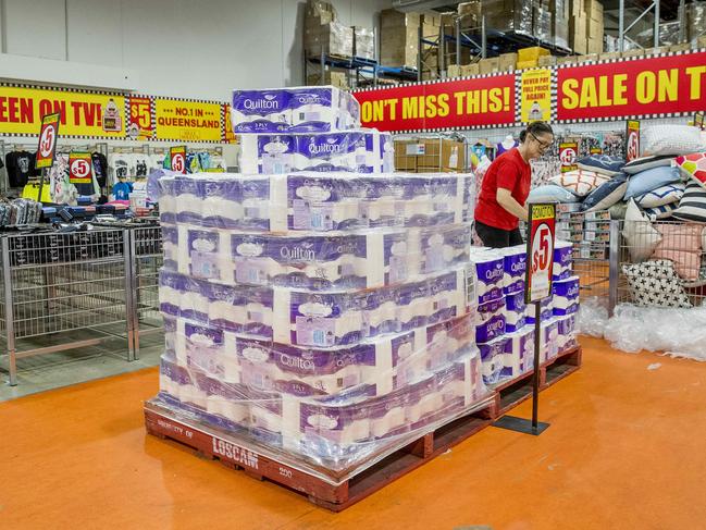 Silly Solly's in Robina with their stock of toilet paper. Picture: Jerad Williams