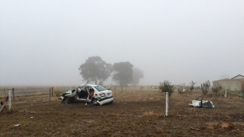 The scene of the fatal car accident at Navarre.