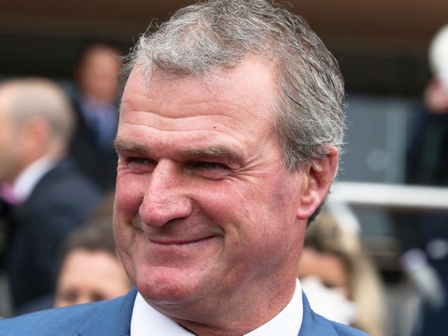 Trainer Darren Weir is seen after both his trained horses were involved in a dead heat, Dean Yendall on Mrs Gardenia and Damian Lane on Bellaria in race 3, the Hockingstuart Handicap, during Memsie Stakes Day at Caulfield Racecourse in Melbourne, Saturday, September 1, 2018. (AAP Image/George Salpigtidis) NO ARCHIVING, EDITORIAL USE ONLY