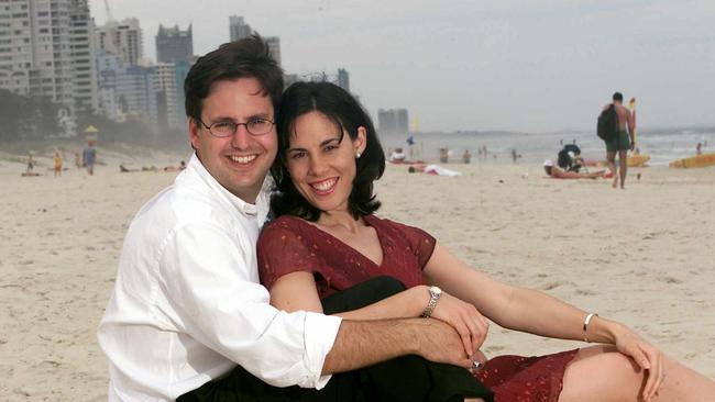 Newly elected member for Moncrieff Steven Ciobo with wife Astra at Broadbeach in 2001. PicAdam/Ward 