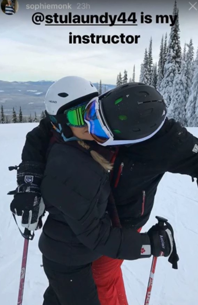 The couple looked pretty loved-up during a New Year’s Day ski in Camada. Picture: Instagram