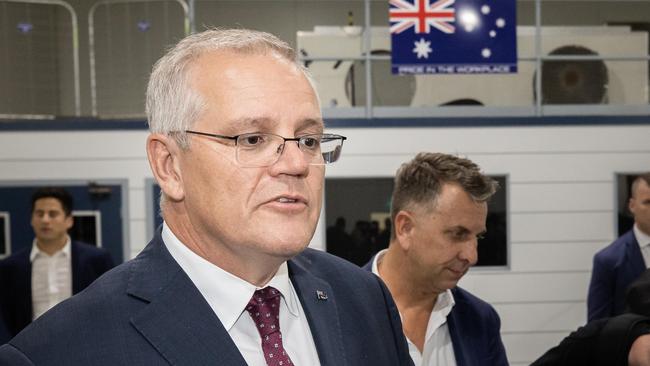 FEDERAL ELECTION TEAM 2022. LIBERAL BUS TOUR 11/4/2022. Prime Minister Scott Morrison in the seat of Gilmore visit Air Affairs AustraliaÃs Advanced Manufacturing Centre in South Nowra. The Hon Scott Morrison MP, Prime MinisterThe Hon Andrew Constance, Liberal Candidate for Gilmore with Mr Chris Sievers,  Air Affairs AustraliaPicture: Jason Edwards