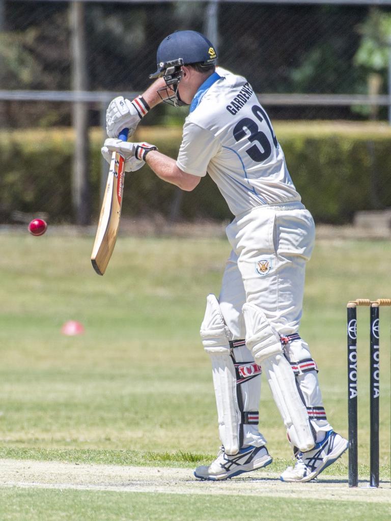 Jack Gardener bats for Wests. Western Districts vs Met Easts, reserve grade cricket. Saturday, November 26, 2022. Picture: Nev Madsen.