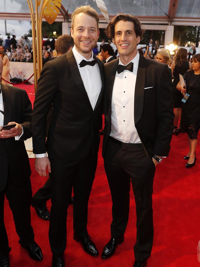 Aussie larrikins Hamish Blake and Andy Lee looking handsome in their suits. Picture: AAP