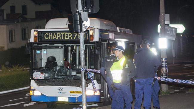 The bus was towed away after the crash at Bondi which has now turned fatal. Picture: Damian Shaw