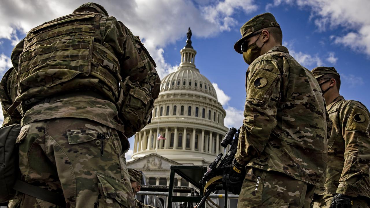 All 25,000 National Guard members stationed in Washington D.C. for Wednesday’s event will be vetted by the FBI. Picture: Samuel Corum/Getty Images/AFP