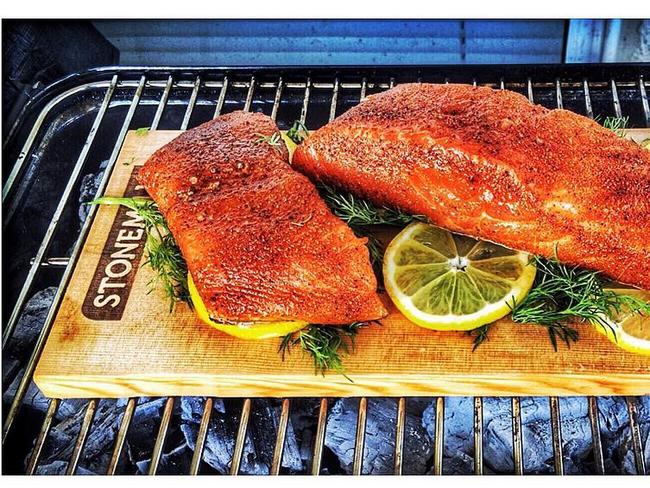 Salmon is great cooked over wood in the barbecue. Picture: Shank Brothers BBQ