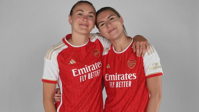 Caitlin Foord and Steph Catley play together at Arsenal. Picture: Getty Images