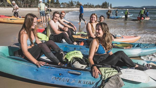 The backpackers are travelling down the east coast from Cairns to Sydney. Picture: Natalie Grono