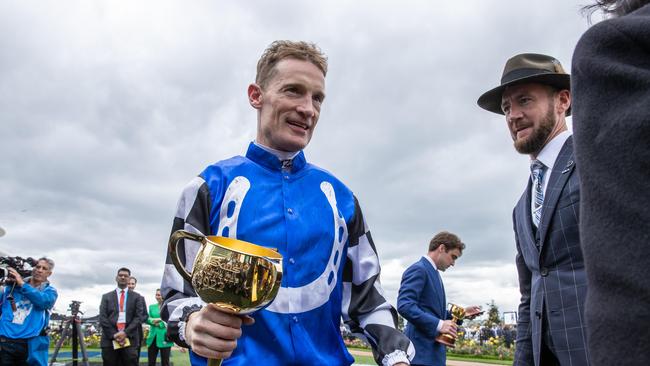 Mark Zahra with the Melbourne Cup. Picture: Jason Edwards