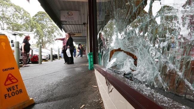 The window of the Bakers Delight store the car crashed into. Picture: Mark Wilson