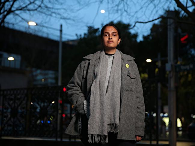 Ms Hersha Kadkol poses for a photo at circular quay on the 29th of August 2019. Hersha is commenting on a survey about freedom on speech on university campuses. Photographer: Adam Yip