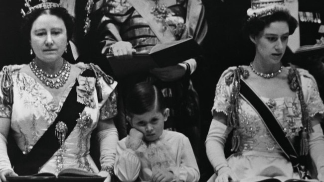 A young Prince Charles, aged four, with the Queen Mother and Princess Margaret. Picture: Getty Images/The Times