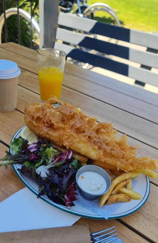 The customer said the fish and chips meal and orange juice set them back $40. Picture: Reddit