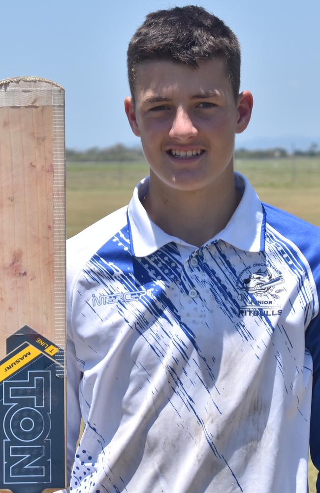 Proserpine U15s cricketer Grady Turner scores 101* in the Mackay Cricket Association competition, October 23, 2021. Picture: Matthew Forrest