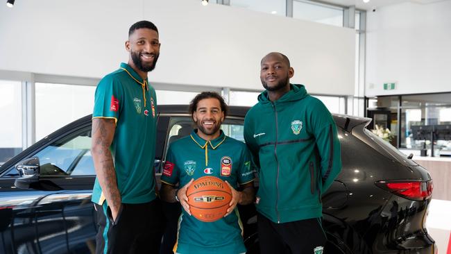 Tasmania JackJumpers imports Marcus Lee (left), Jordon Crawford (middle) and Milton Doyle (right) arrive in Hobart on Wednesday. Picture: Supplied.