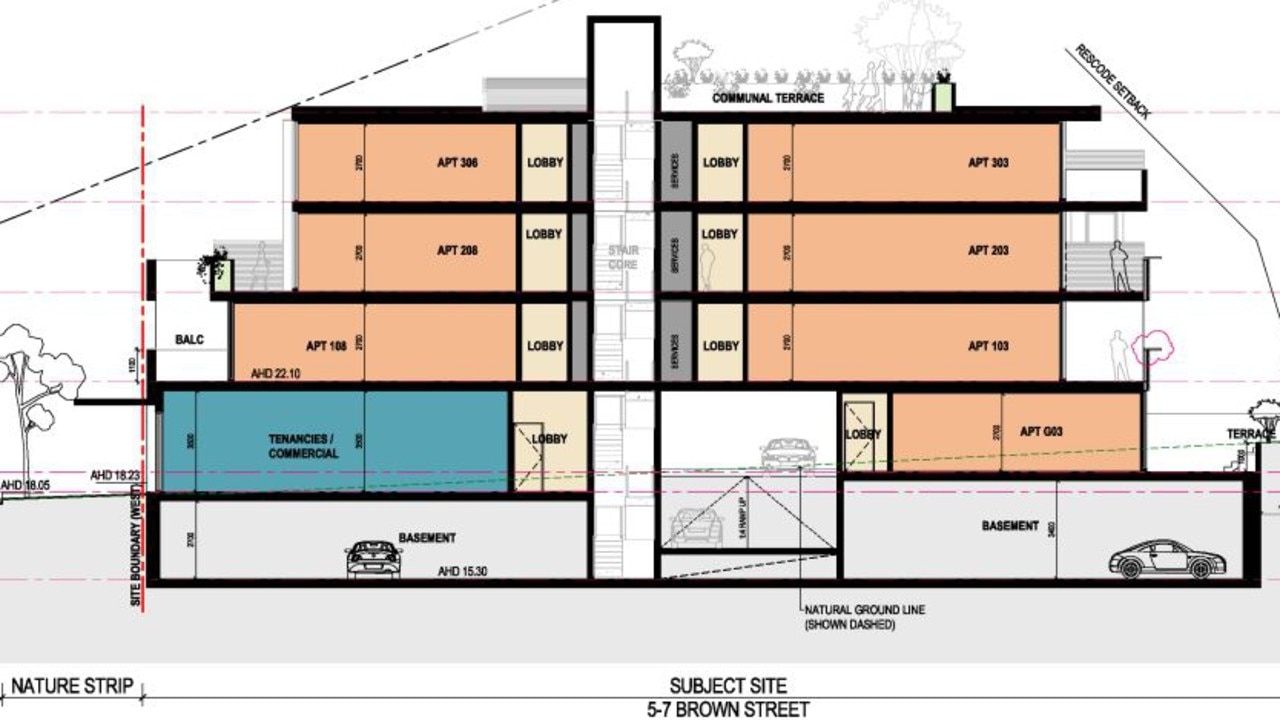 An architectural diagram of the proposed development at 5-7 Brown St, Portarlington.