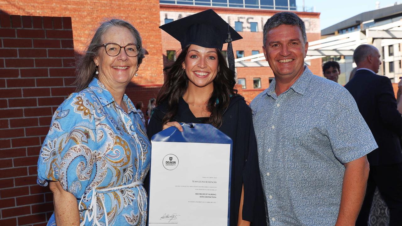 Linda Foote, graduate Teah Rosenow and Tony Rosenow. Picture: Alan Barber