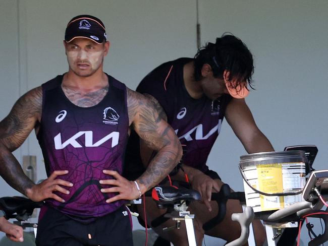 Brisbane Broncos on first day of training for 2025. Picture: Nigel Hallett