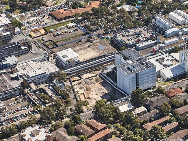An aerial photo of the site of the new Westmead hospital building to open in 2020.