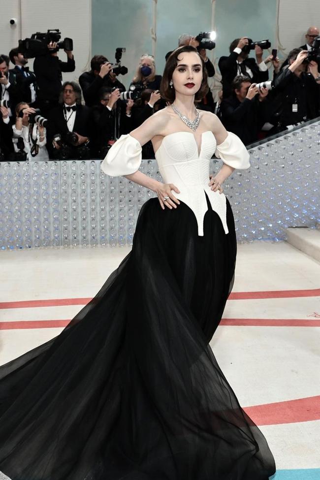 Lily Collins attends the 2023 Met Gala.
