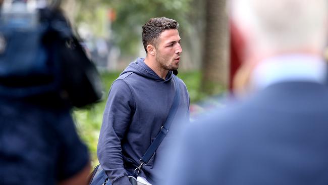 Sam Burgess arrives at Redfern Oval on Friday morning. Picture: John Grainger