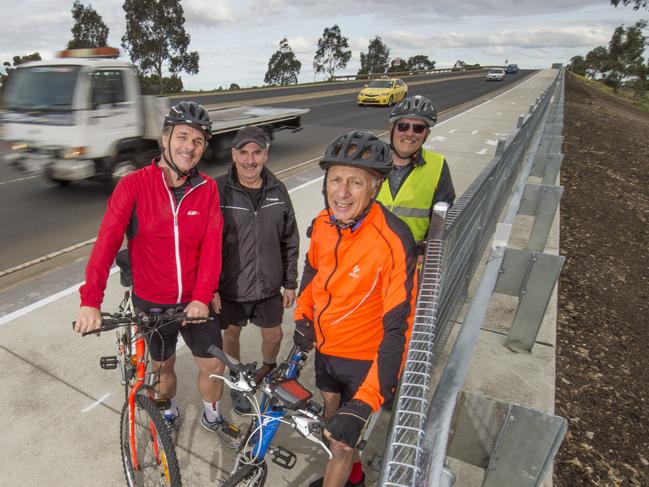 Malcolm Neal, Ken Wheeler, Hector Bugeja and Robert Hill on the new bike path. Picture: Rob Leeson.