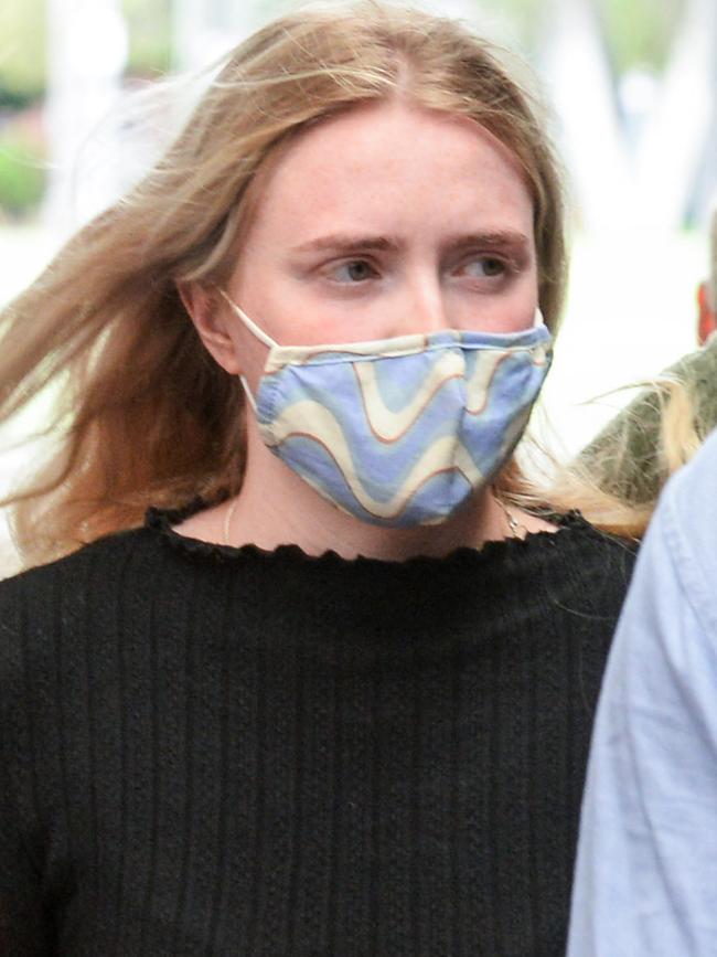 Grace Veronica Taylor leaves the Adelaide District Court after hearing victim impact statements. Picture: Brenton Edwards