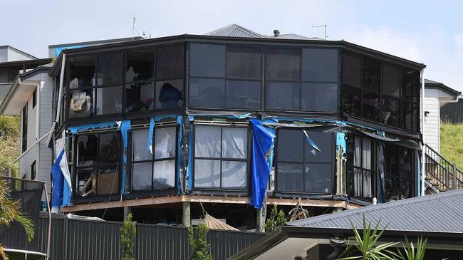 Cleaning up after the Sunday storm on the Sunshine Coast Coast. Damage to a house under constuction in Palmview. Picture: Warren Lynam