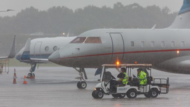 Taylor Swift’s jet seen in Sydney on Monday. Picture: NCA NewsWire / David Swift