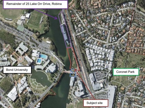 Photos of the site of a controversial Robina retirement village tower rejected by council. Photo: Supplied